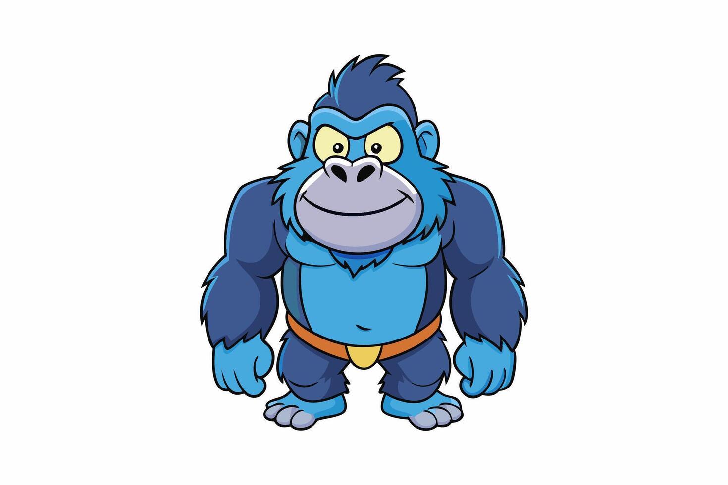 Funny Gorilla Illustration Cartoon, Clipart, Line Art Design on White Background, Funny gorilla illustration with white background, ideal for cartoons, clipart, and designs vector