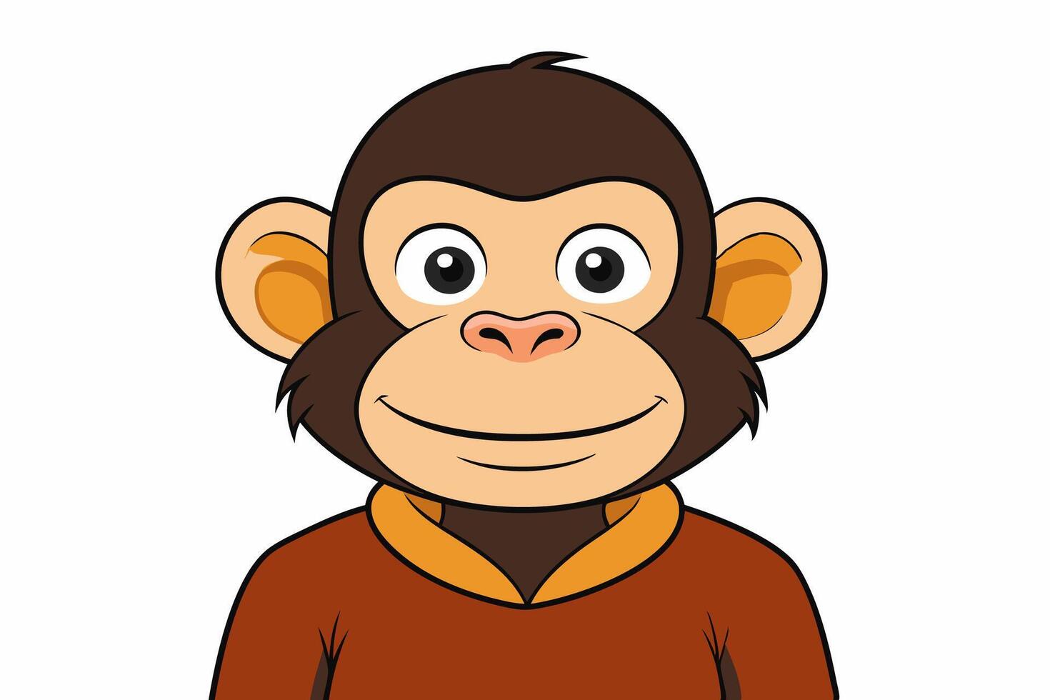 Funny Chimpanzee Illustration Cartoons, Clipart And Line Art on White Background, Funny chimpanzee illustration with white background perfect for cartoons and clipart vector