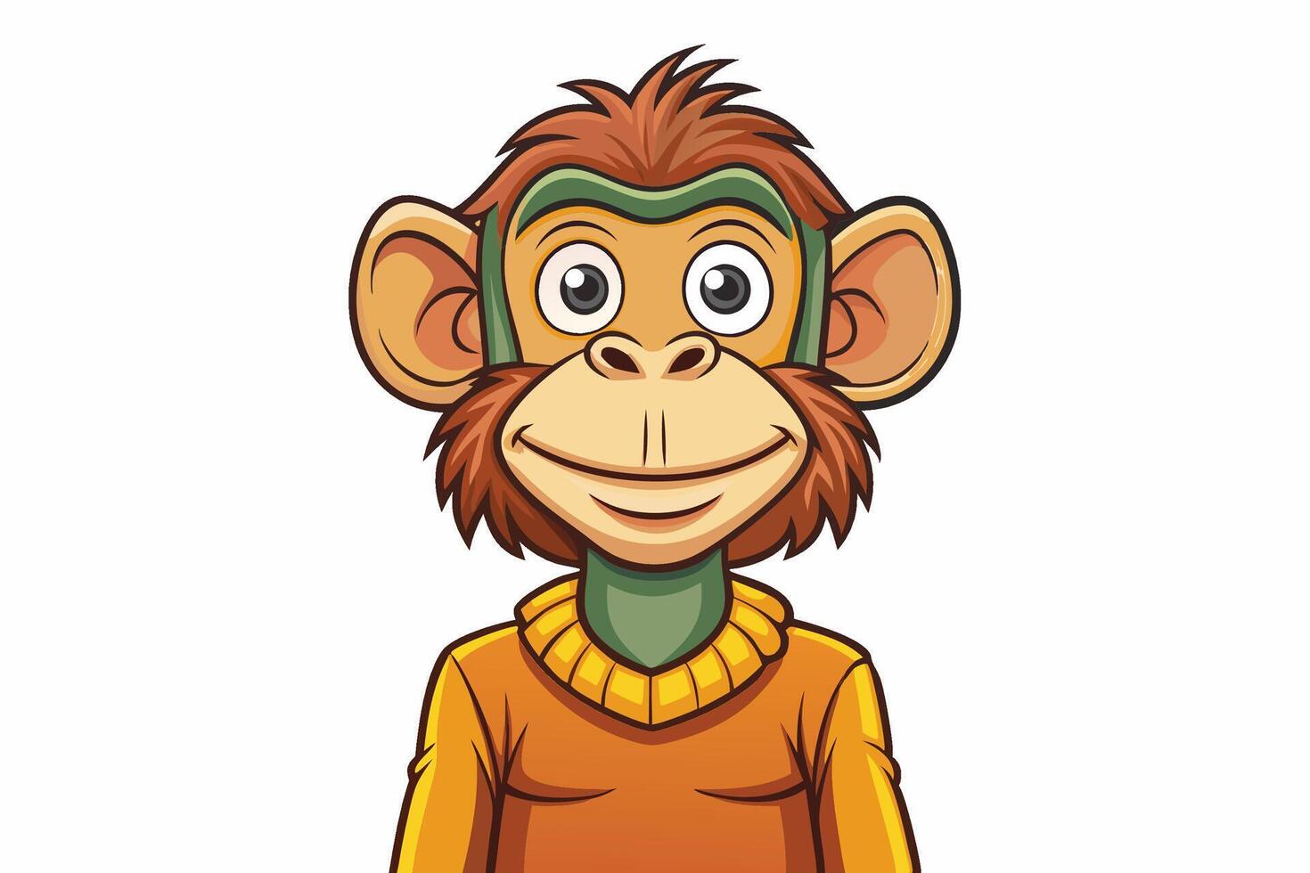 Funny Chimpanzee Illustration Cartoons, Clipart And Line Art on White Background, Funny chimpanzee illustration with white background perfect for cartoons and clipart vector