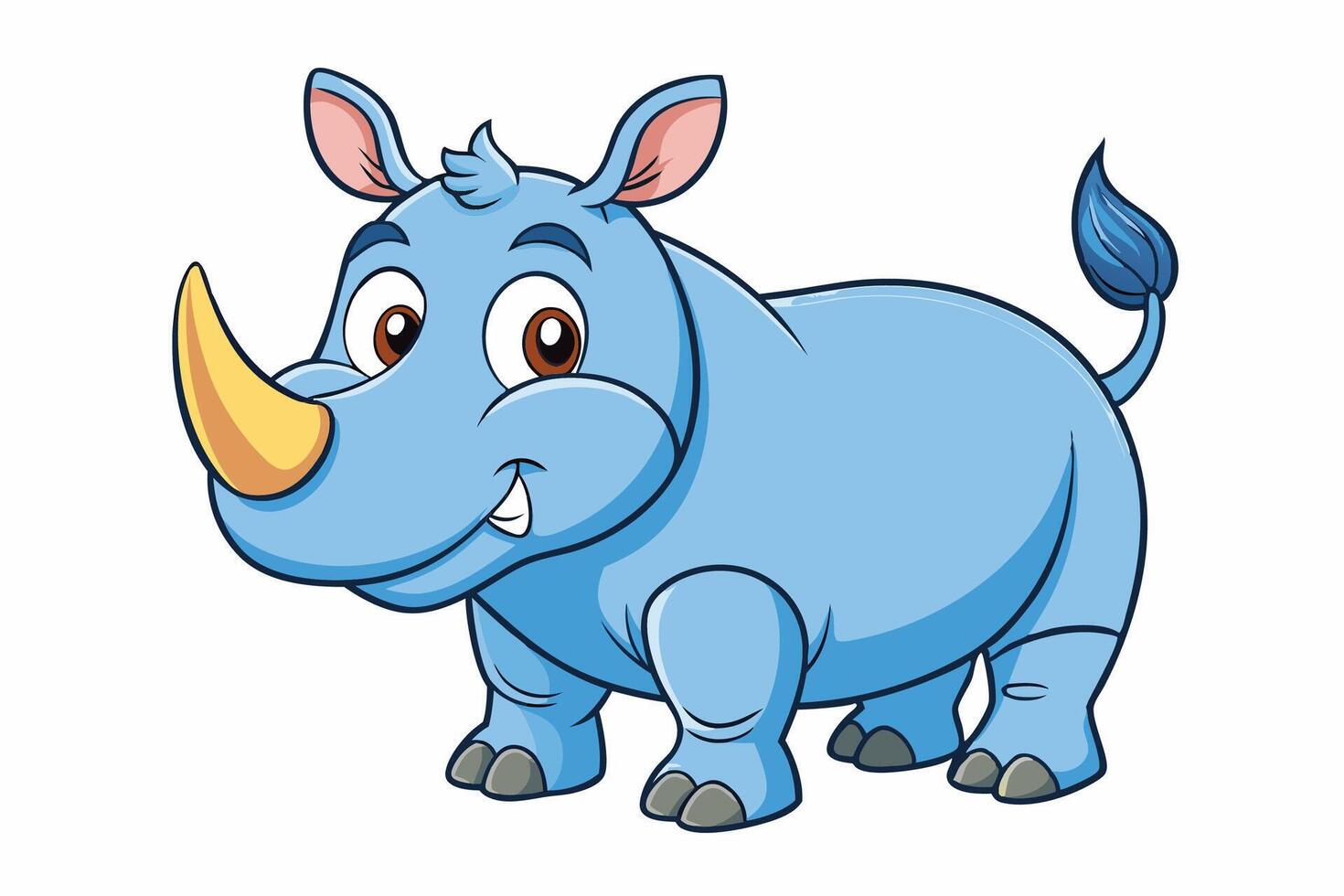 Funny Rhino Illustration Cartoons, Clipart, and Line Art Design on White Background, Playful funny rhino design, perfect for cartoons, clipart, and line art on white background vector