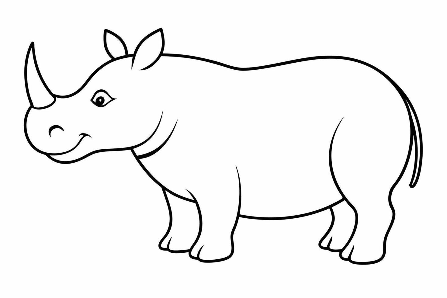 Funny Rhino Illustration Cartoons, Clipart, and Line Art Design on White Background, Playful funny rhino design, perfect for cartoons, clipart, and line art on white background vector