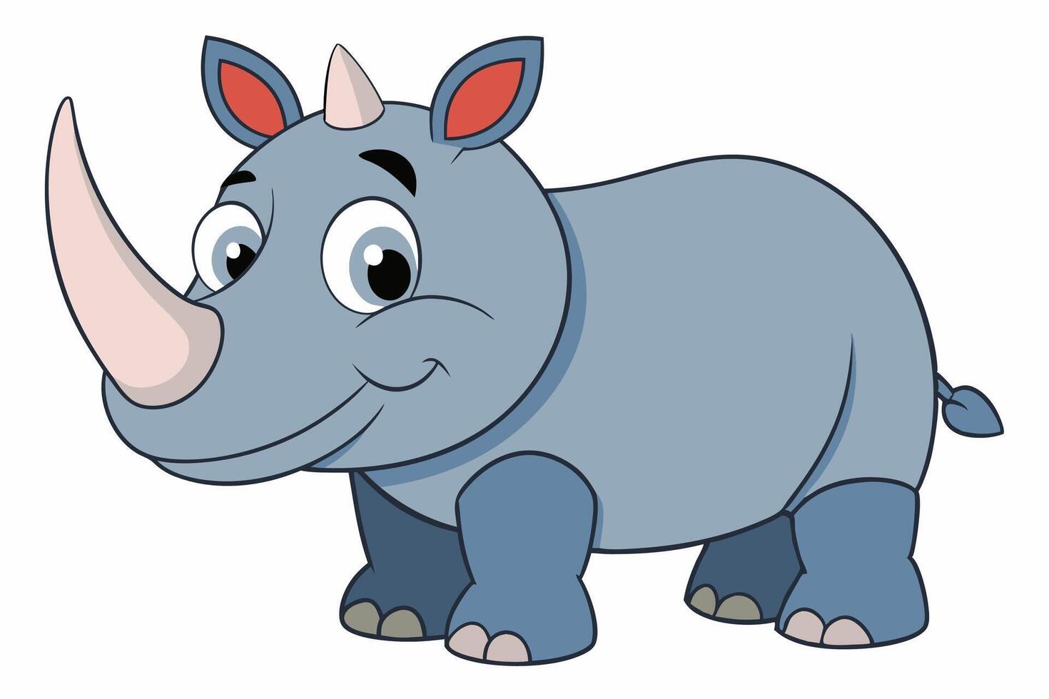 Funny Rhino Illustration Cartoons, Clipart, and Line Art Design on White Background, Playful funny rhino design, perfect for cartoons, clipart, and line art on white background vector