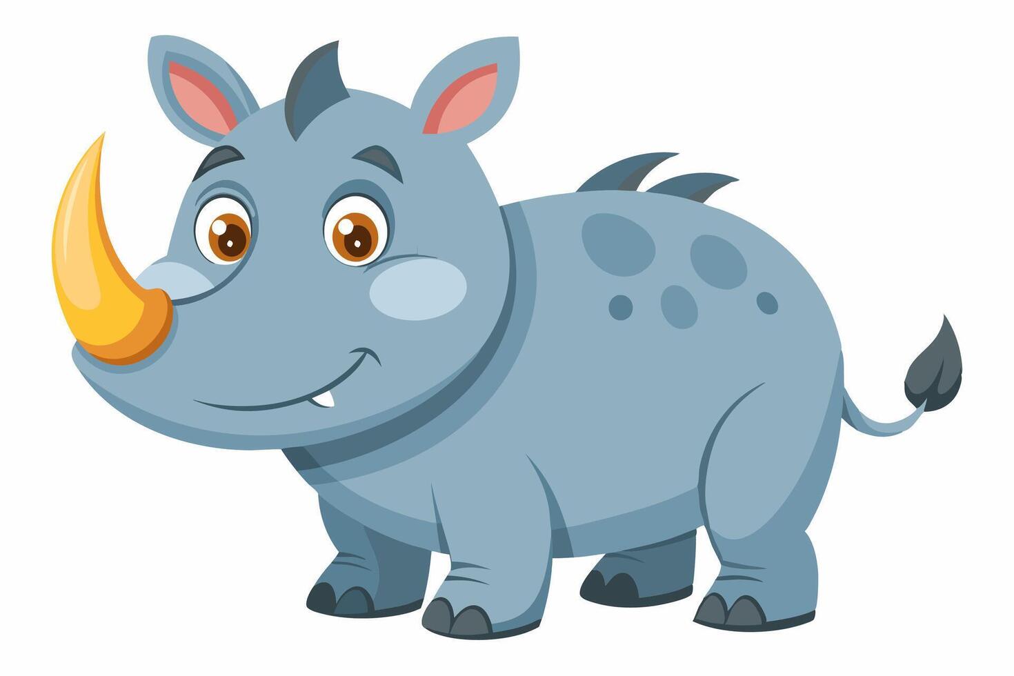Funny Rhino Illustration Cartoons, Clipart, and Line Art Design on White Background, Playful funny rhino design, perfect for cartoons, clipart, and line art on white background vector