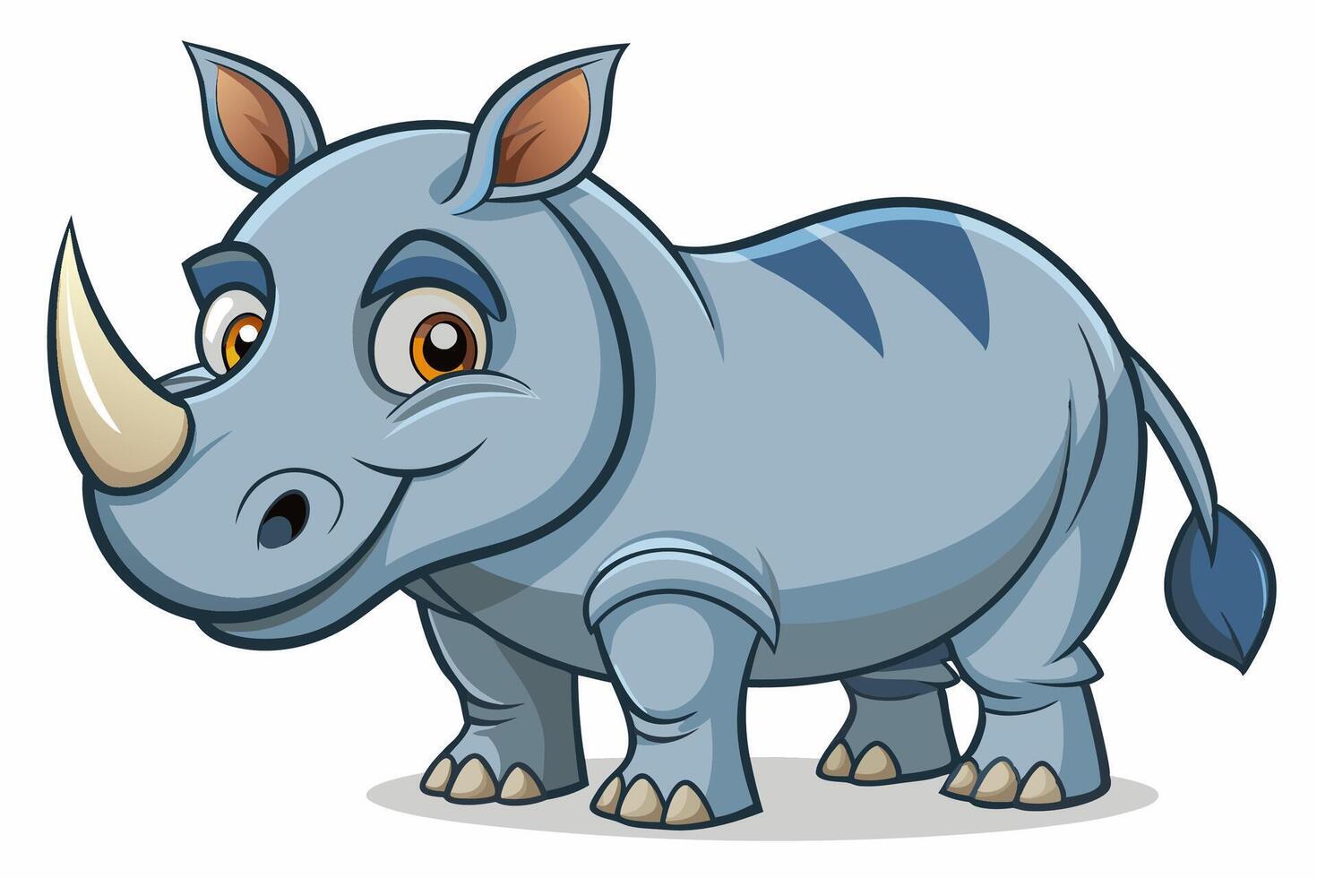 Funny Rhino Illustration Cartoons, Clipart, and Line Art Design on White Background, Playful funny rhino design, perfect for cartoons, clipart, and line art on white background vector