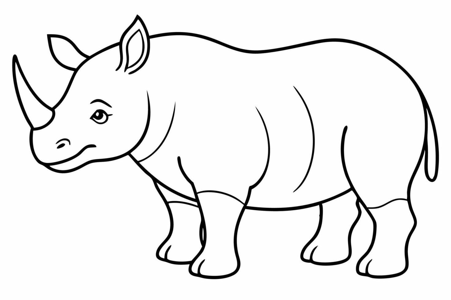 Funny Rhino Illustration Cartoons, Clipart, and Line Art Design on White Background, Playful funny rhino design, perfect for cartoons, clipart, and line art on white background vector