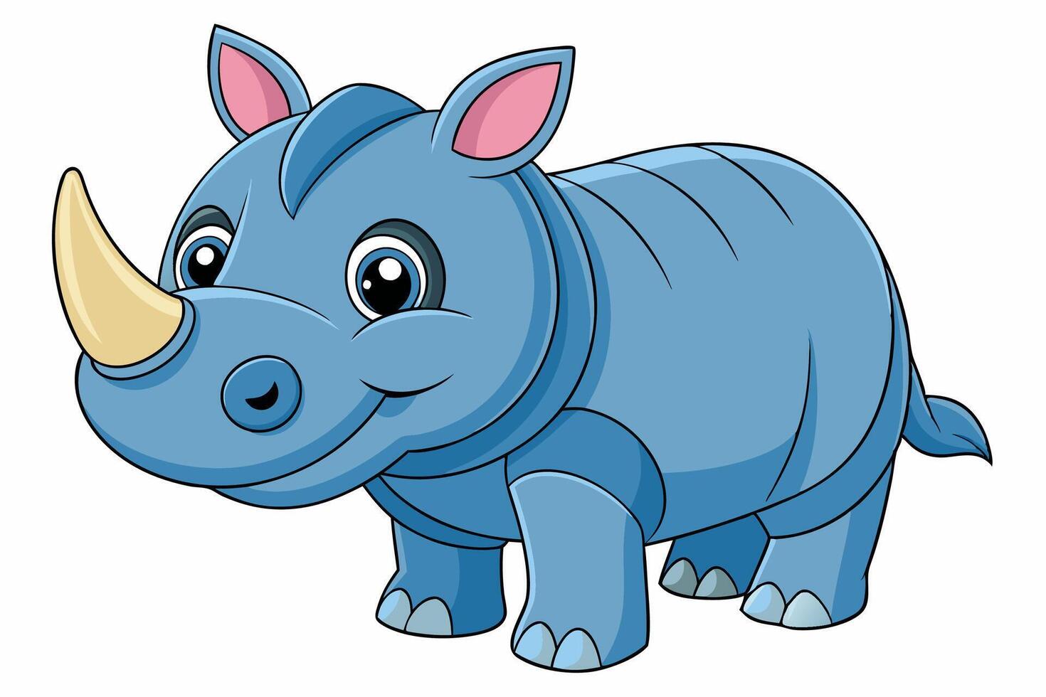 Funny Rhino Illustration Cartoons, Clipart, and Line Art Design on White Background, Playful funny rhino design, perfect for cartoons, clipart, and line art on white background vector