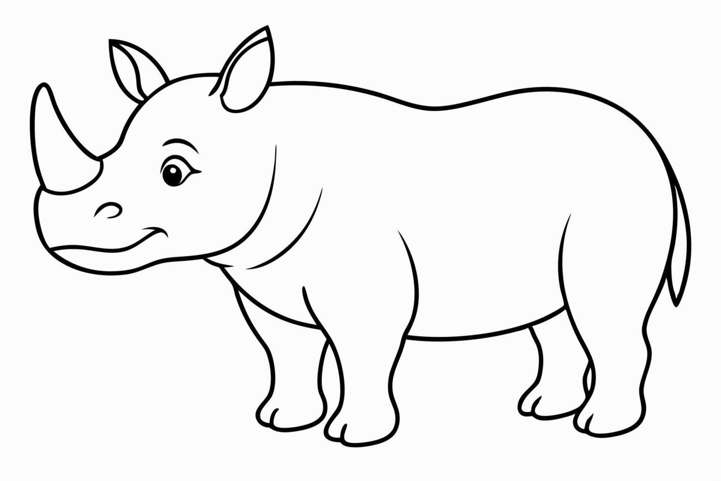 Funny Rhino Illustration Cartoons, Clipart, and Line Art Design on White Background, Playful funny rhino design, perfect for cartoons, clipart, and line art on white background vector