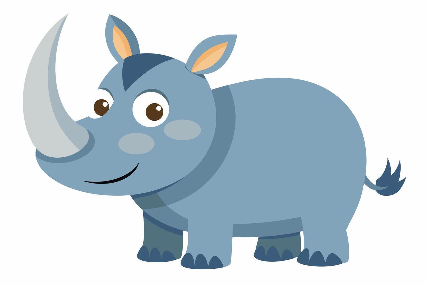 Funny Rhino Illustration Cartoons, Clipart, and Line Art Design on White Background, Playful funny rhino design, perfect for cartoons, clipart, and line art on white background vector