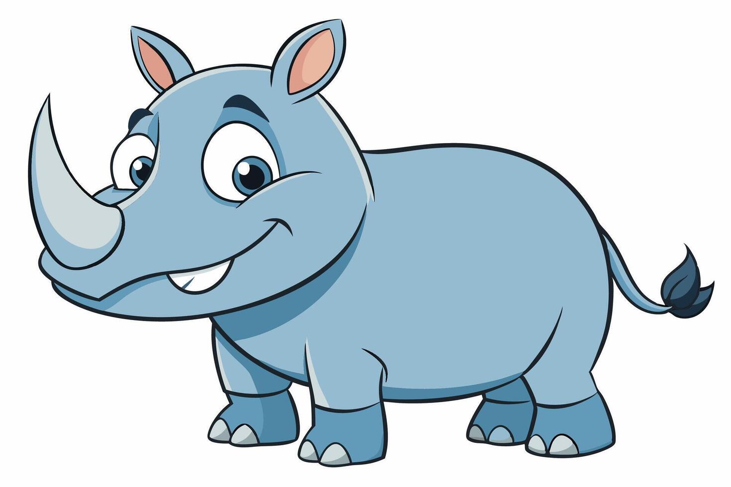 Funny Rhino Illustration Cartoons, Clipart, and Line Art Design on White Background, Playful funny rhino design, perfect for cartoons, clipart, and line art on white background vector