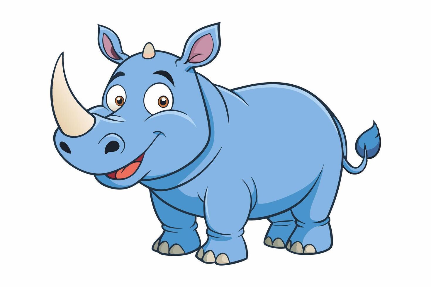 Funny Rhino Illustration Cartoons, Clipart, and Line Art Design on White Background, Playful funny rhino design, perfect for cartoons, clipart, and line art on white background vector
