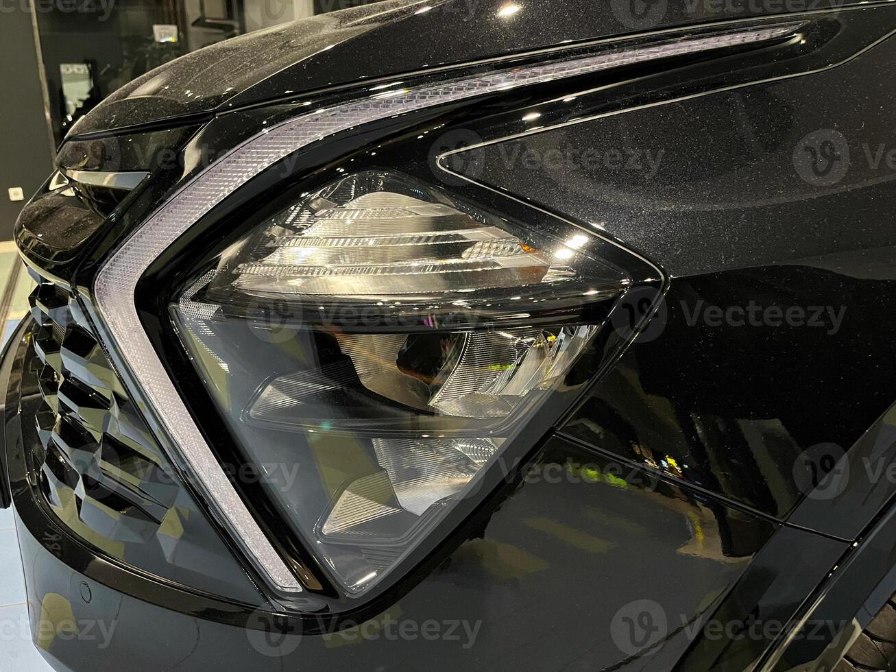 Front LED low beam and high beam headlights photo