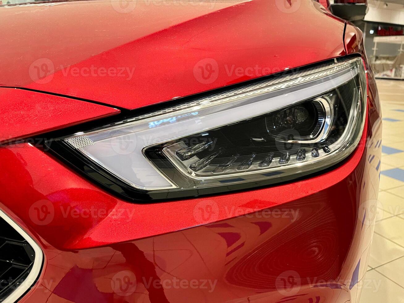 Front LED low beam and high beam headlights photo