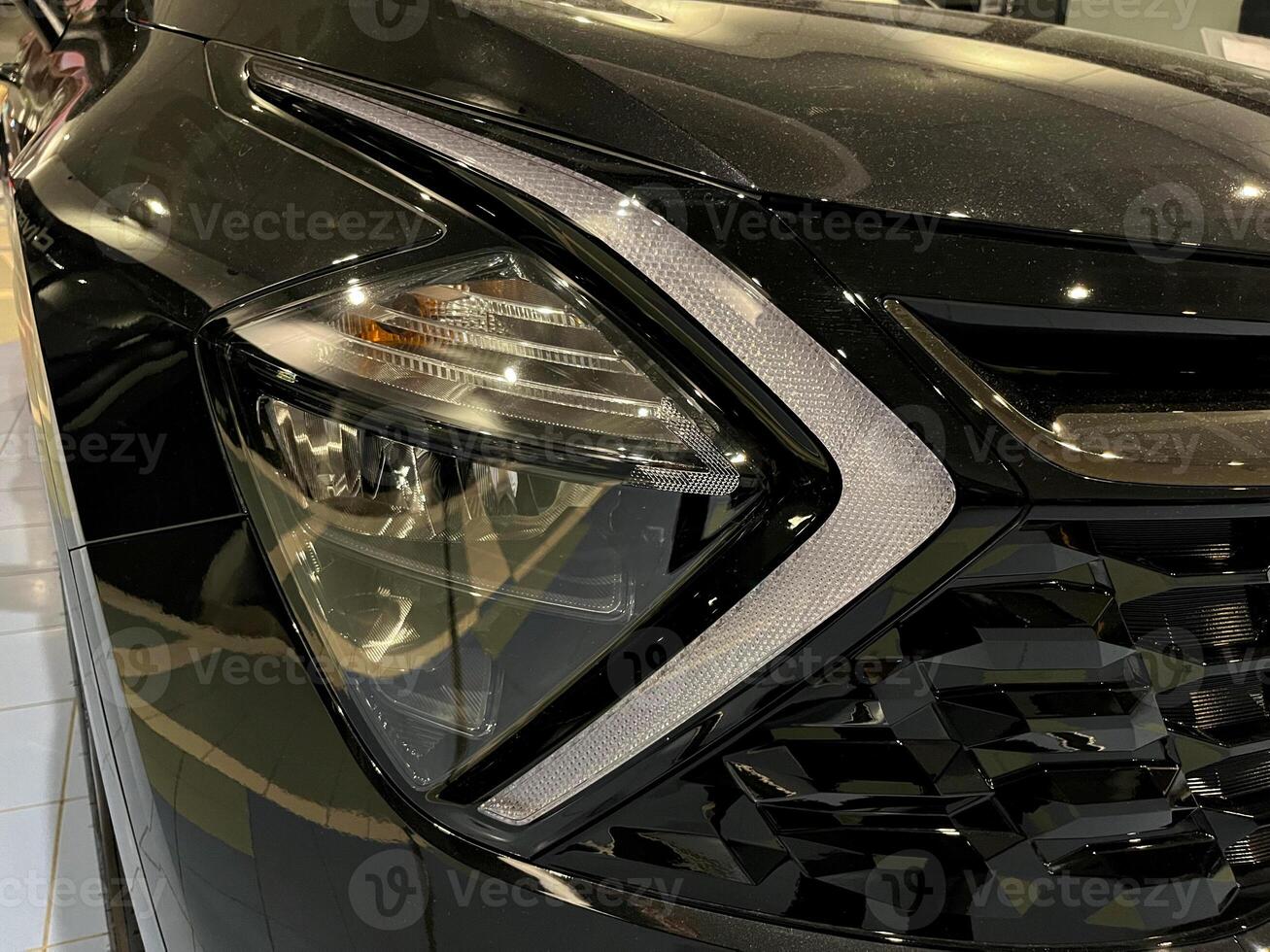 Front LED low beam and high beam headlights photo