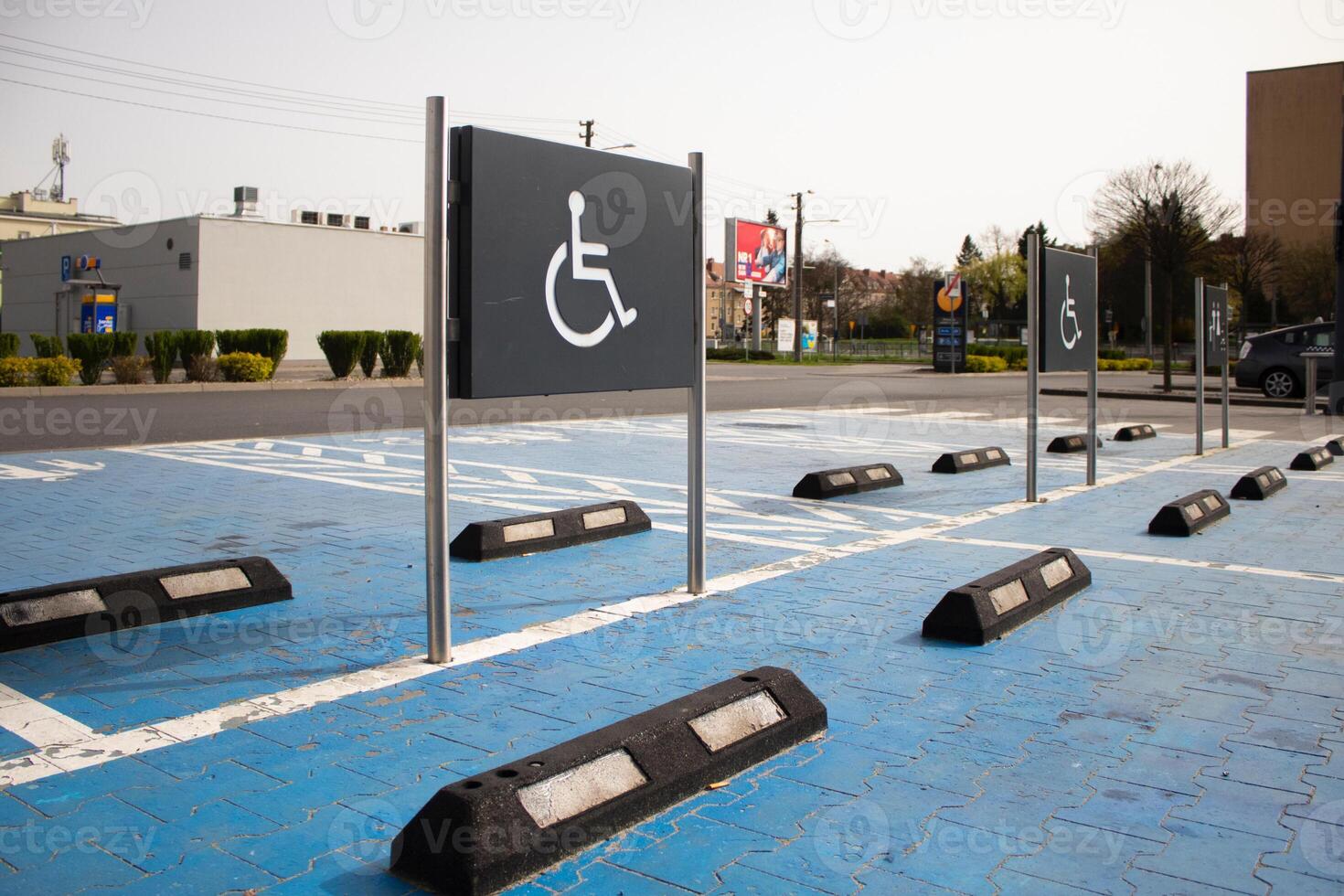 Parking space in the parking lot for the disabled photo