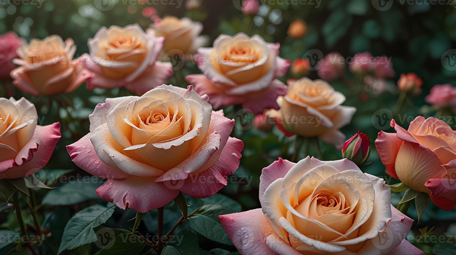 Various roses in different colors photo