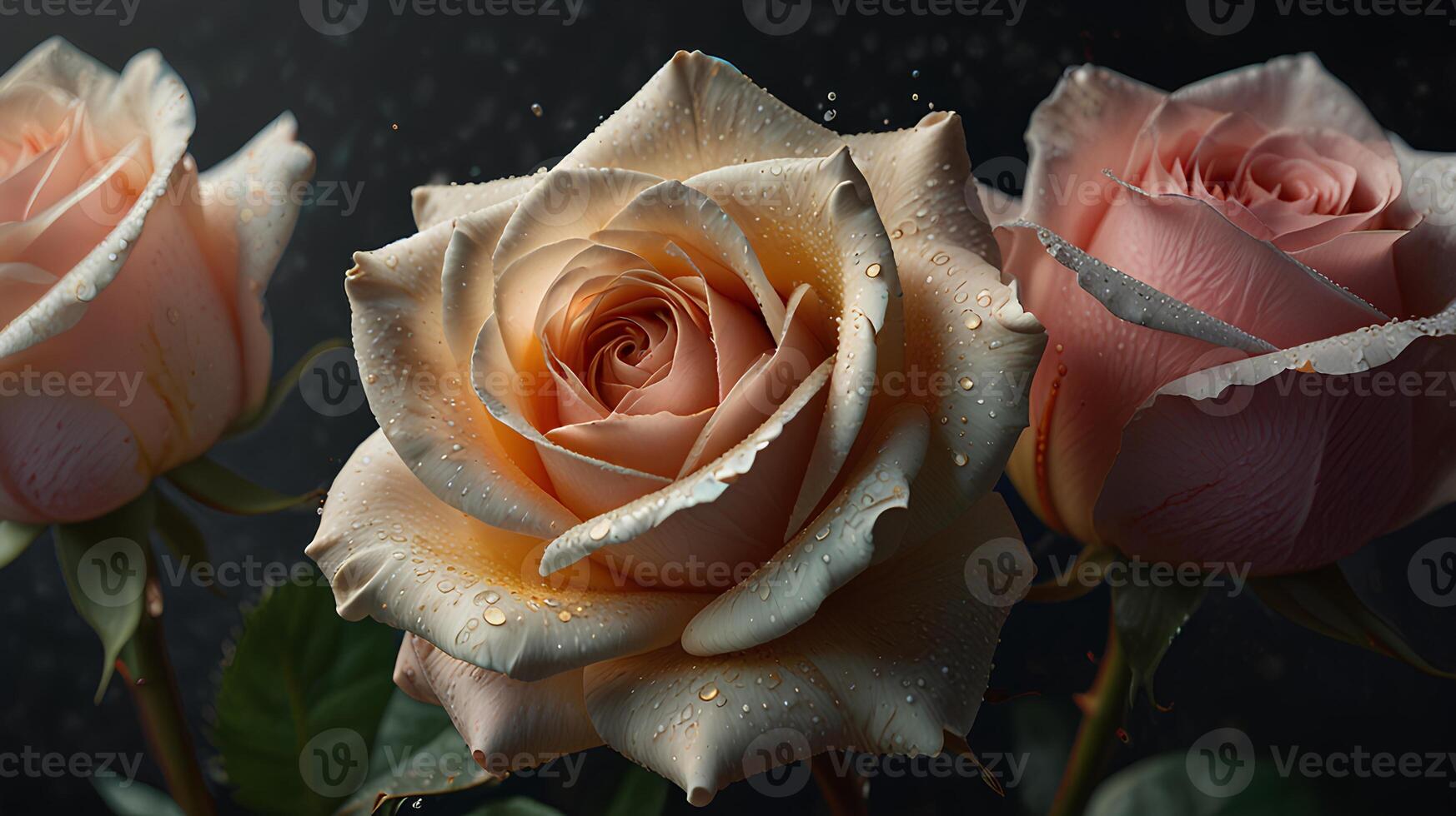 Various roses in different colors photo