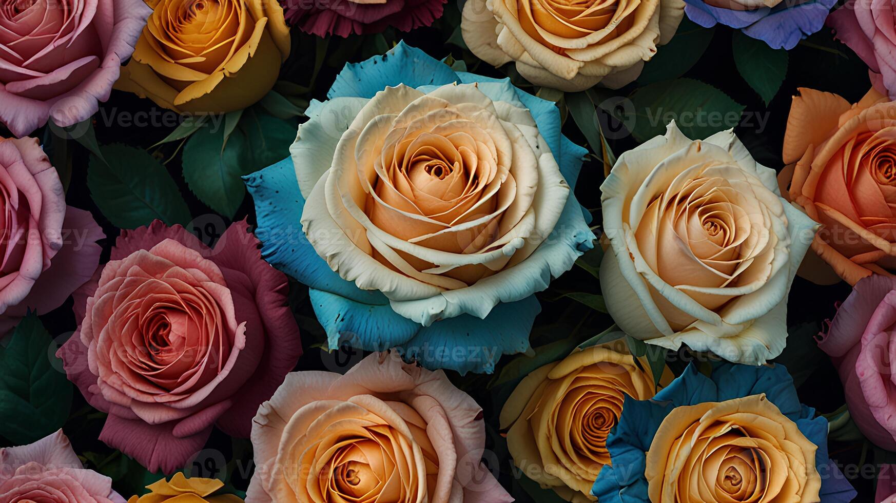 Various roses in different colors photo
