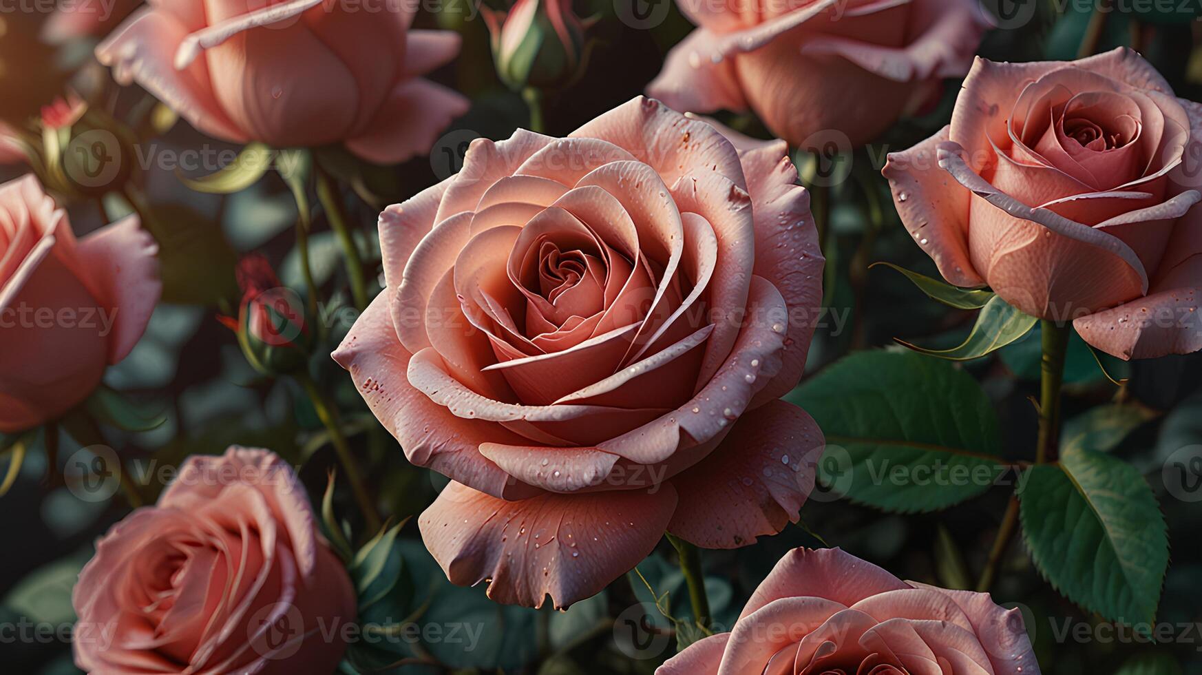 Various roses in different colors photo