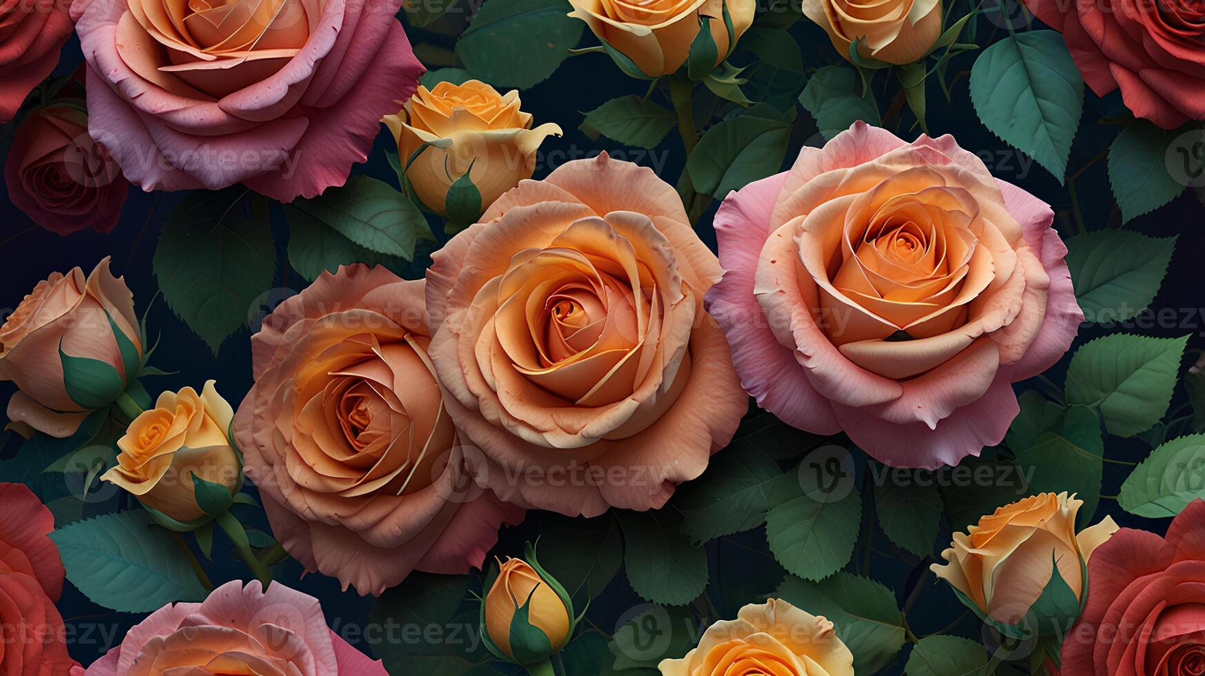 Various roses in different colors photo