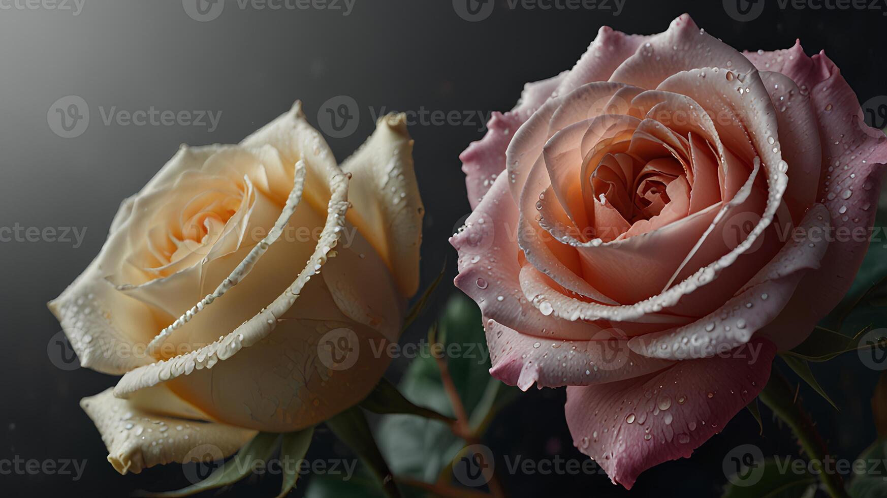 Various roses in different colors photo