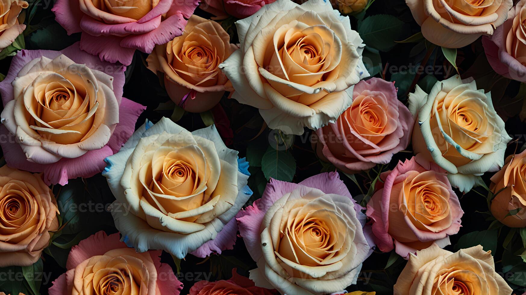Various roses in different colors photo
