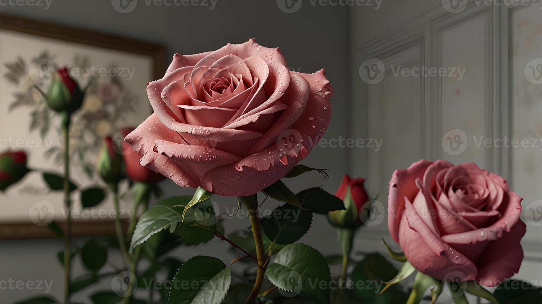 Various roses in different colors photo