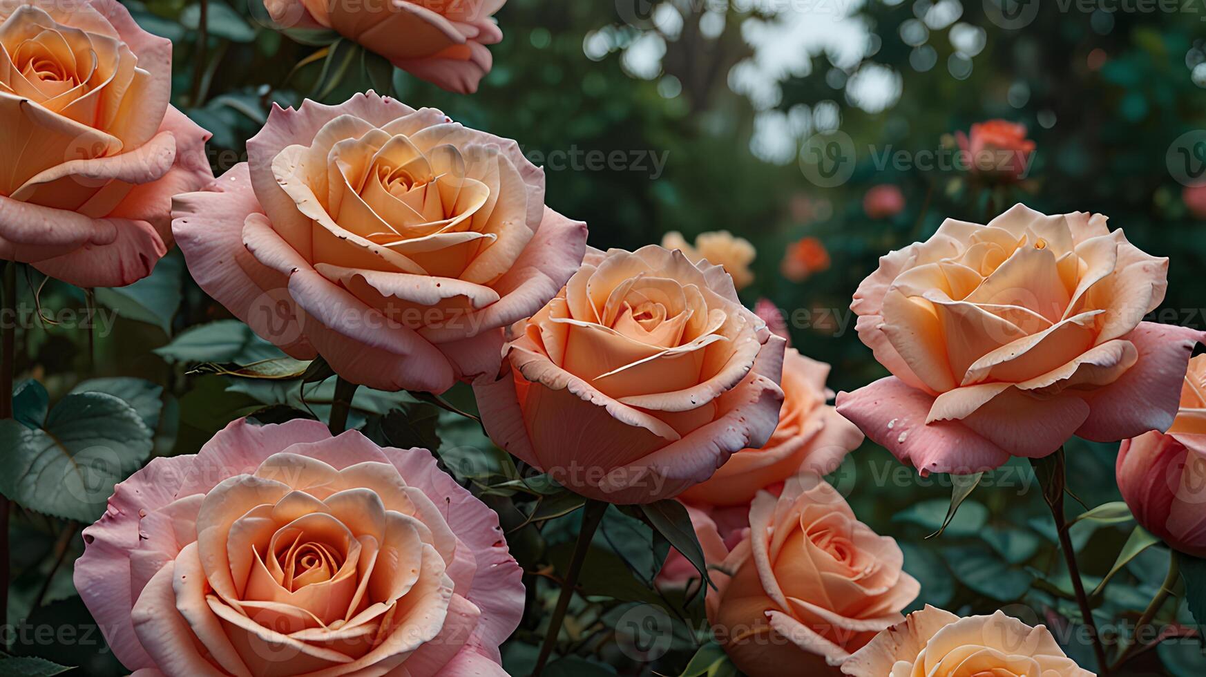 Various roses in different colors photo
