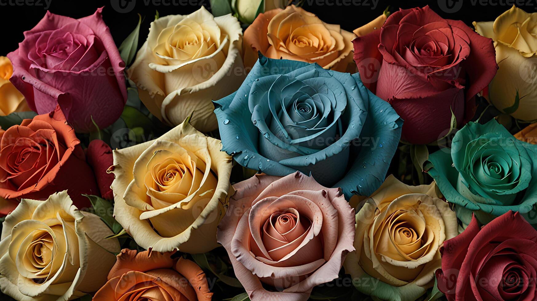 Various roses in different colors photo