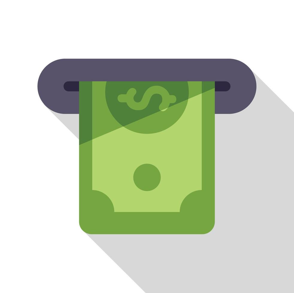 Atm cash machine dispensing green dollar banknote icon vector
