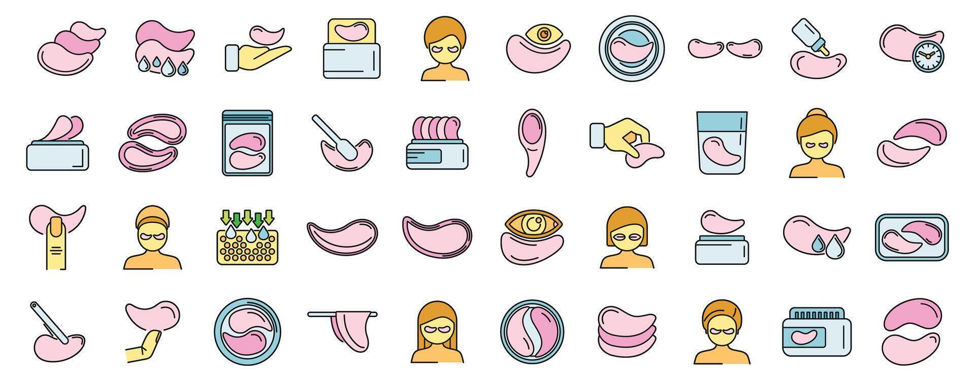 Eye patches icons set vector color line