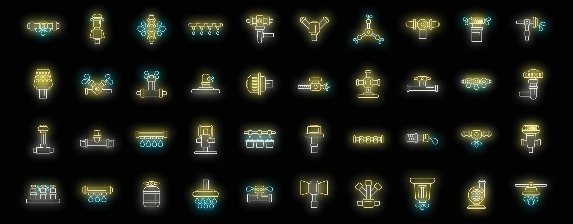 Irrigation system icons set vector neon