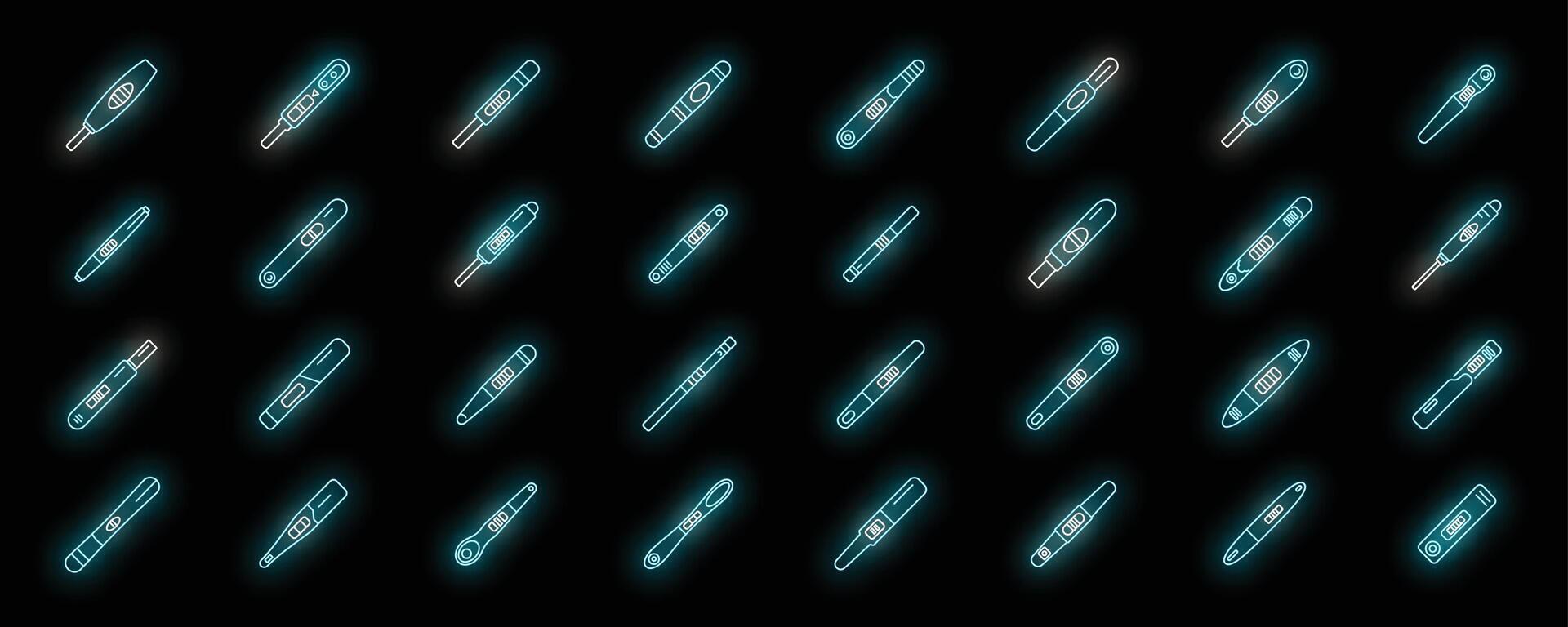 Pregnancy test icons set vector neon