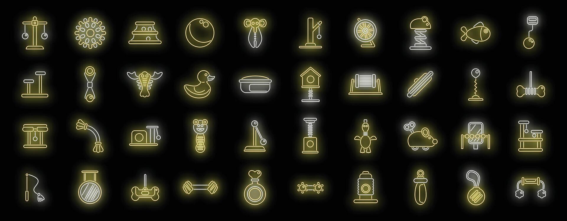 Pet toys icons set vector neon