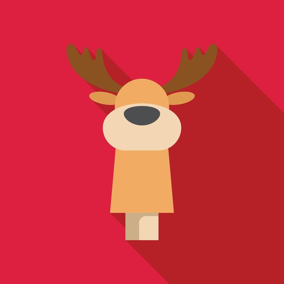 Cute reindeer puppet character posing on red background vector