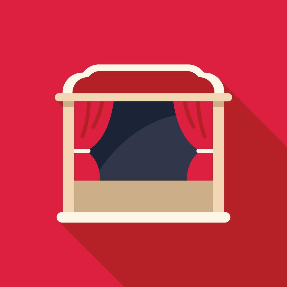 Theater stage with red curtains and long shadow vector