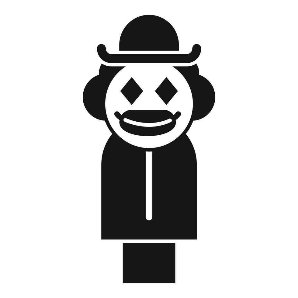 Puppet show marionette wearing hat smiling with big red lips vector