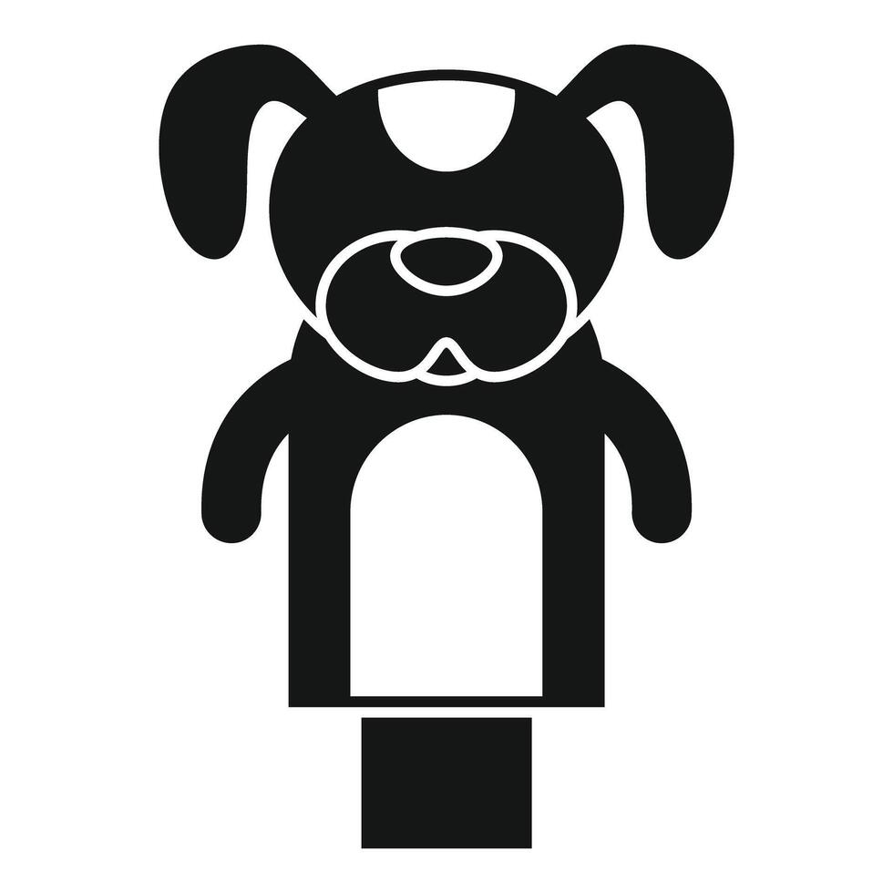 Cute puppy finger puppet posing on white background vector