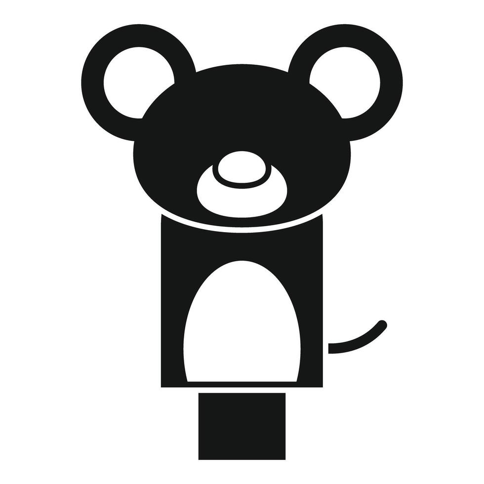 Black and white mouse toy standing on a base icon vector