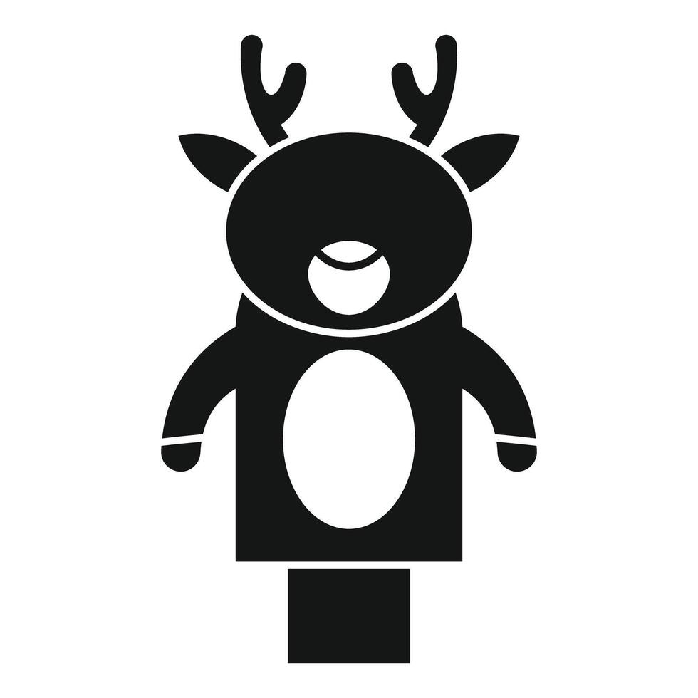 Black silhouette reindeer puppet toy standing vector