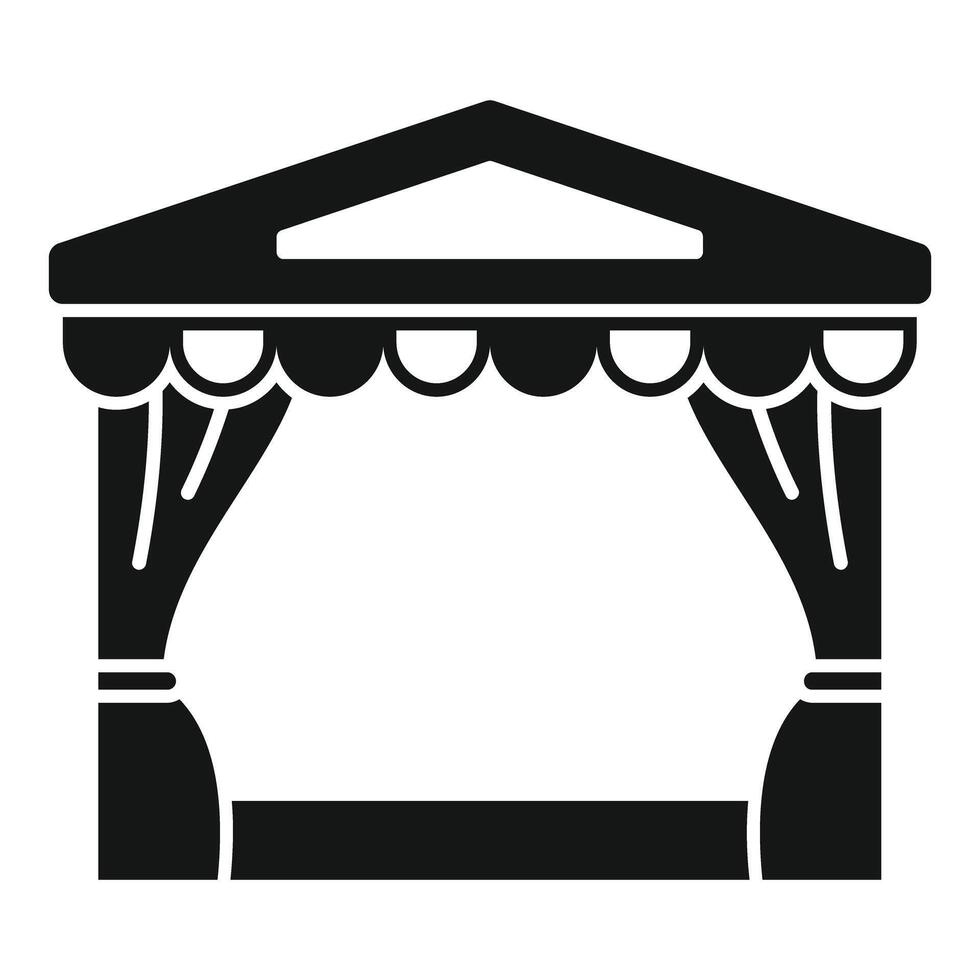 Street food festival booth with hanging curtains offering shade vector