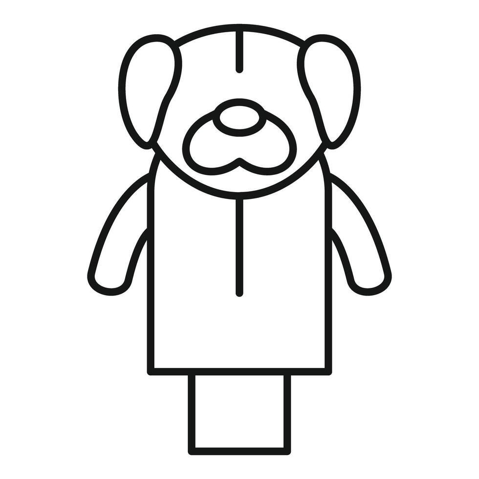 Funny dog puppet toy with big head and small body standing on stage for entertainment vector