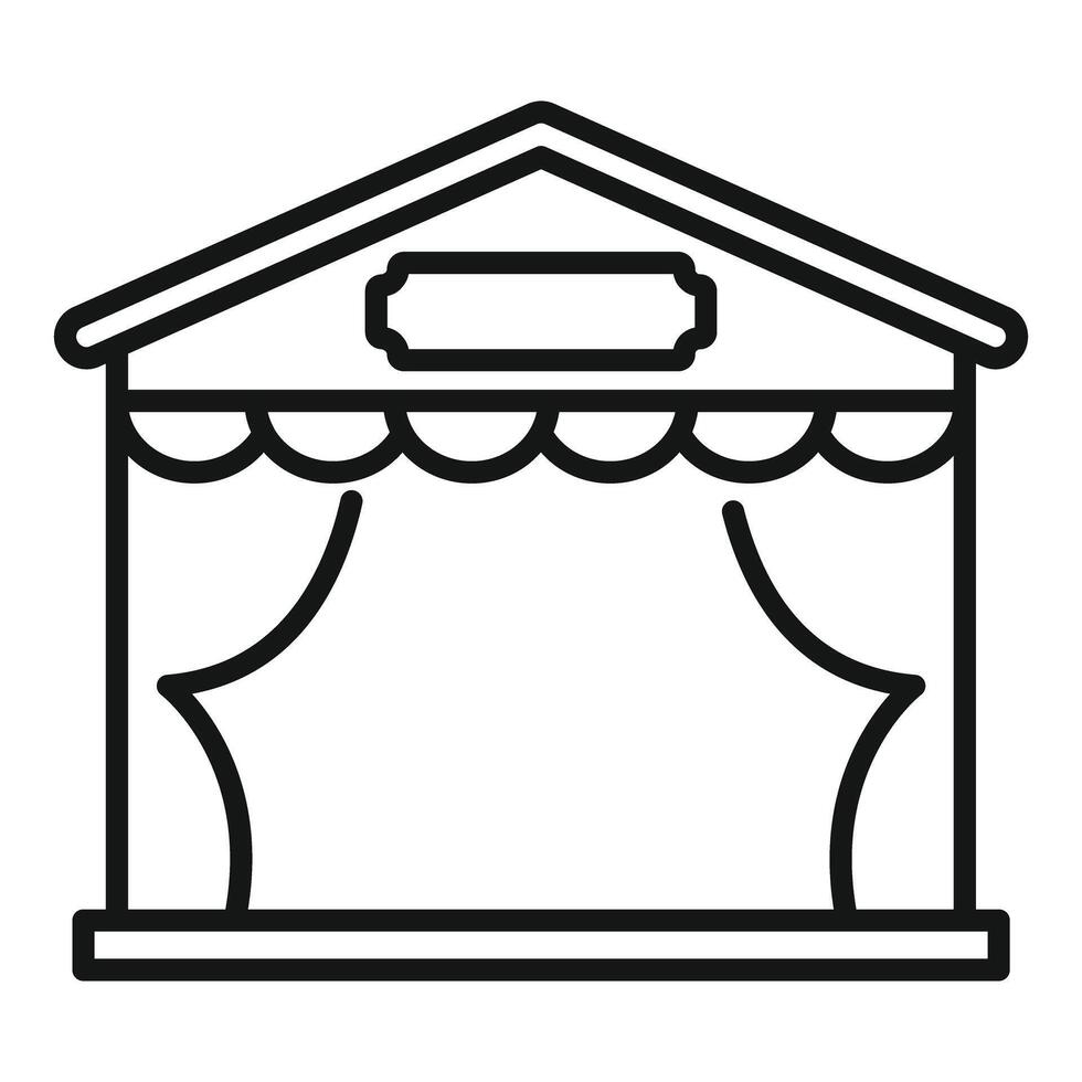 Outdoor stage with curtains and canopy for performances and events vector
