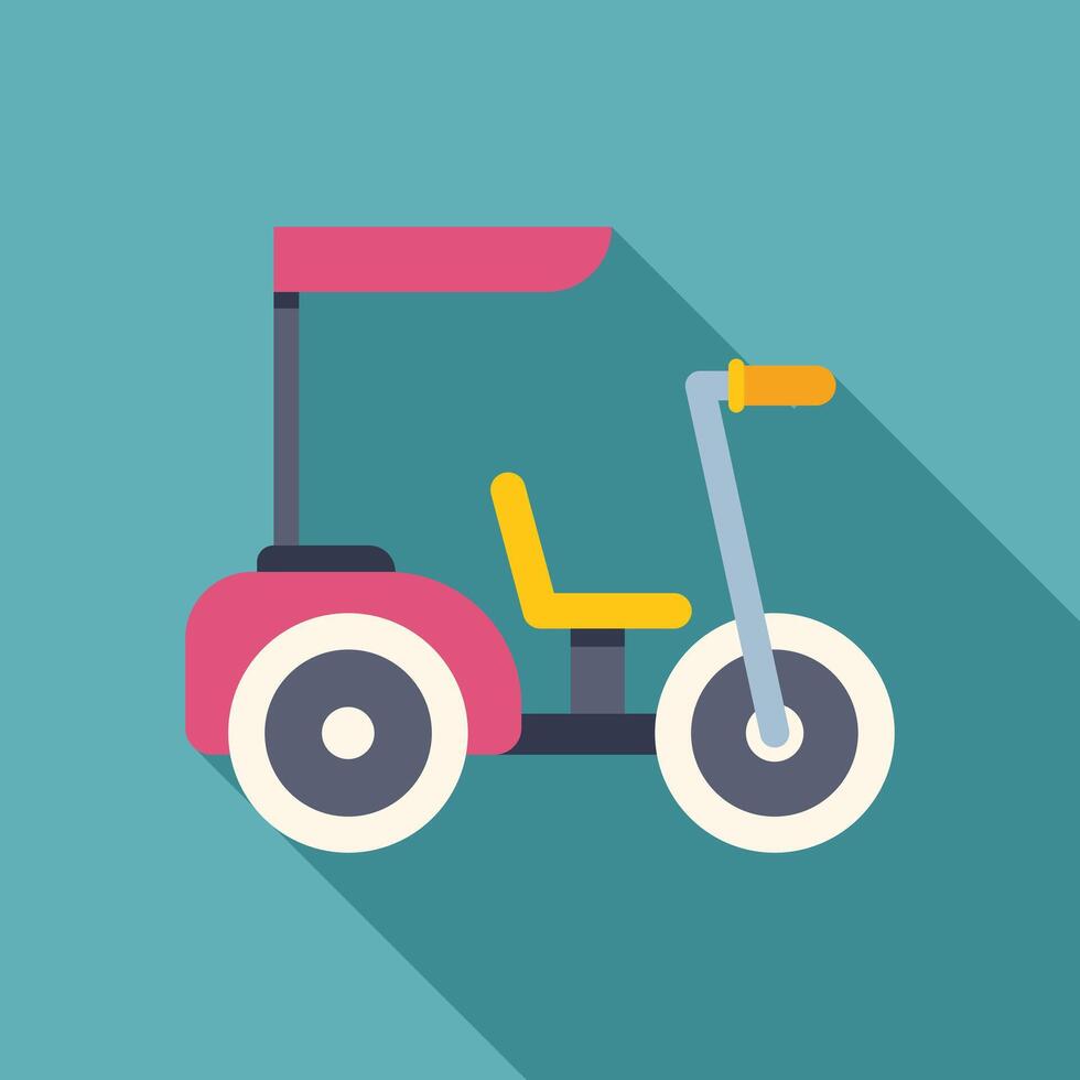 Three wheeled vehicle standing with canopy and yellow seat vector