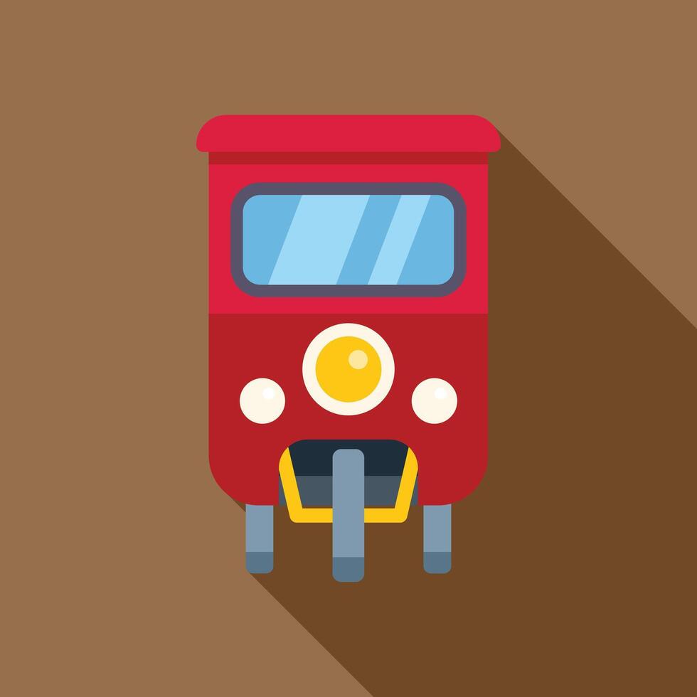 Red train arriving at station with long shadow vector