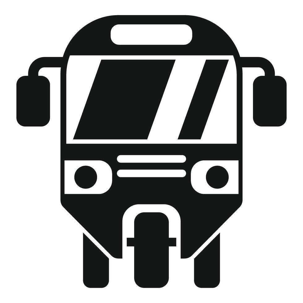 Tuk tuk front view, three wheeler taxi icon, asian transport symbol vector