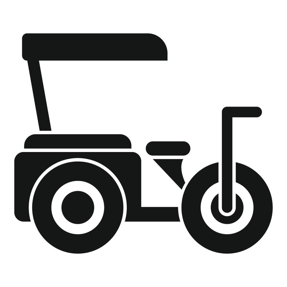 Modern three wheeled golf cart with canopy for carrying golfers vector