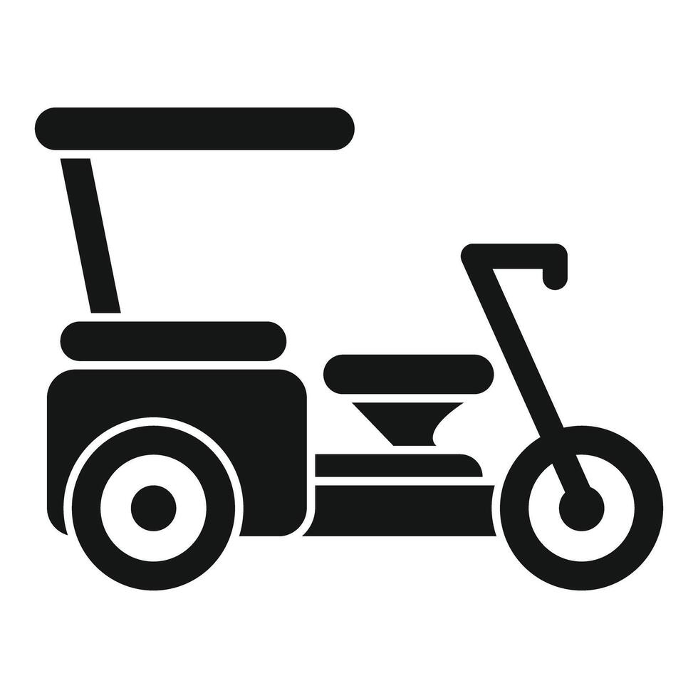 Black and white icon of a three wheel scooter for transportation vector