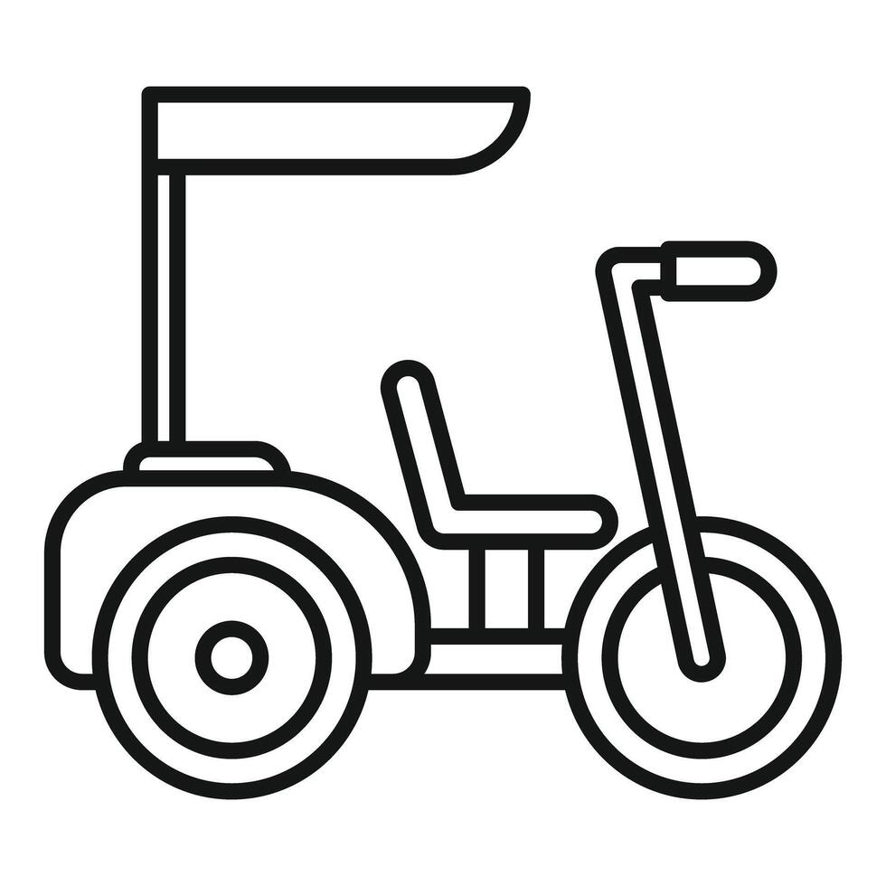 Three wheel velocipede with canopy standing for leisure activity vector