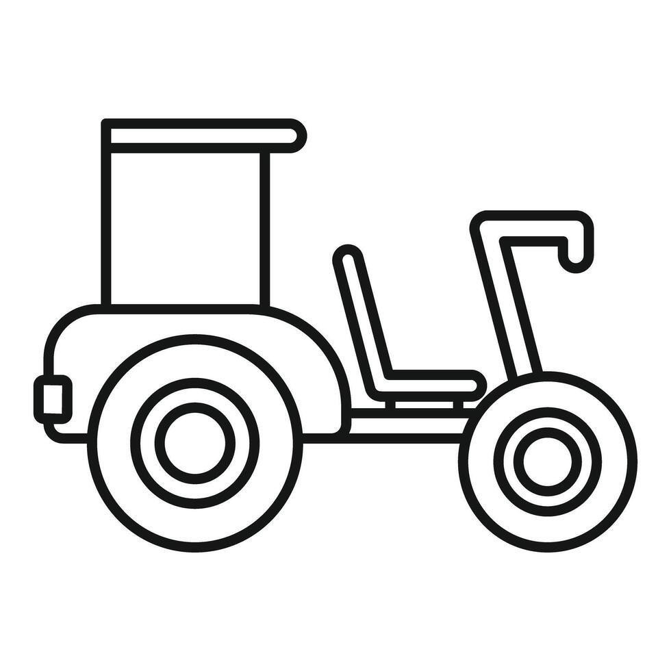 Small modern agricultural tractor standing side view line icon vector