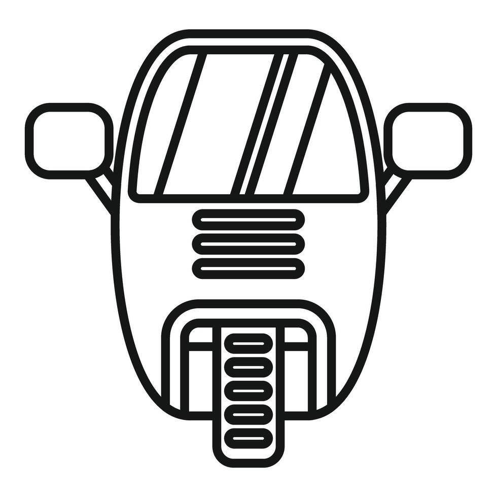 Front view of motorbike with big windshield and mirrors icon vector